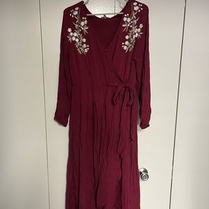 Piper & Scoot embroidered wrap Maxi dress SIZE LARGE